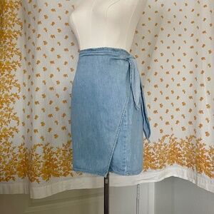 Vintage 90s Georges Marciano Denim Wrap Mini Skirt Made in USA Medium